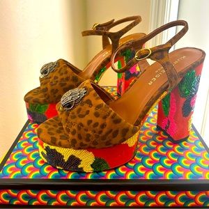 Kurt Geiger Brown Leopard Print Platform Sandals